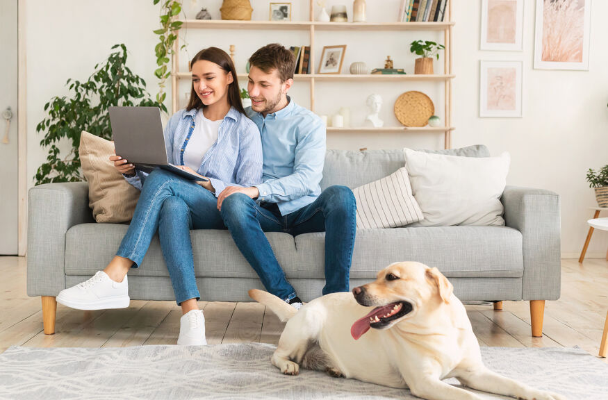 3 Young couple sitting on couch